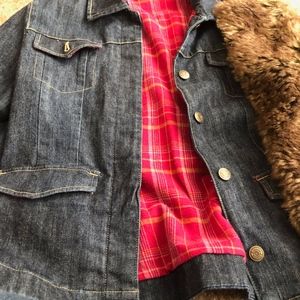 Denim Jacket with removable faux collar